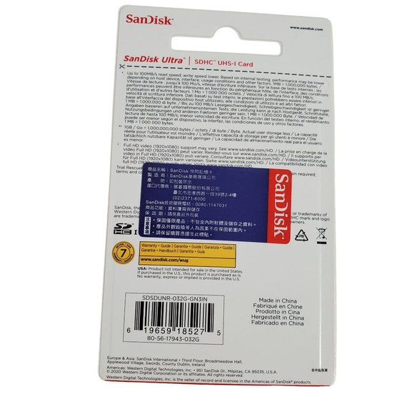 SanDisk Ultra Plus SDHC UHS-I Card - 32GB / 100MB/s - Picture 2 of 3